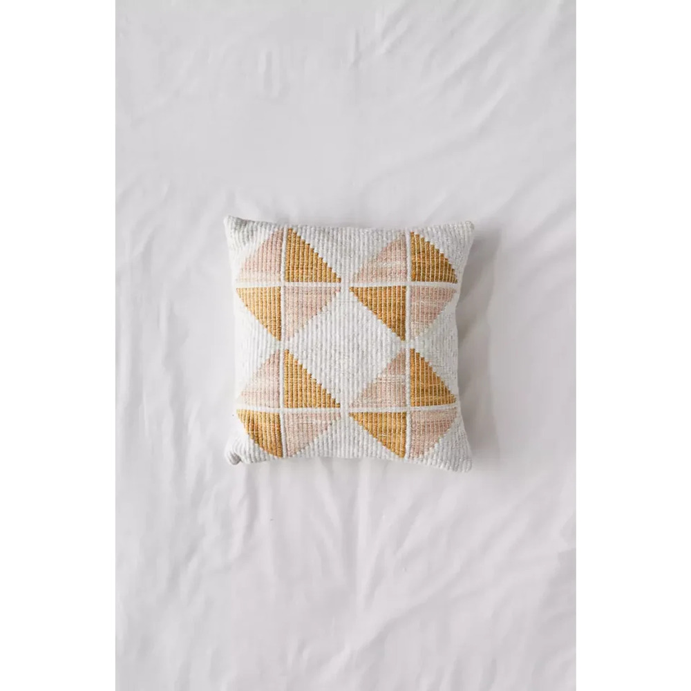 Urban Outfitters Schafer Geometric Throw Pillowcase - Cream Gold 18x18 - Boho